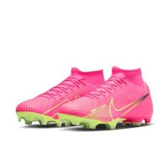 the nike superfly fg soccer shoe in pink and green