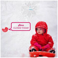 a small child sitting on top of a snowboard in the snow with a thought bubble above it