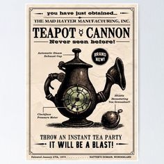 an advertisement for teapot and cannon from the early 1900's, with instructions on how to use it