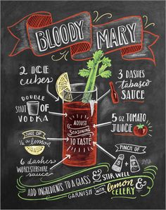 Poster Bloody Mary Rezept Lily And Val, Vodka Shots, Alcohol Drink Recipes, Alcohol Recipes, Adult Drinks, Special Recipes, Bar Drinks, Finger Food, Mixology