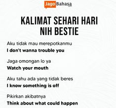 an advertisement for the song kalimat sehari hari nih bestie