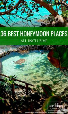 the best honeymoon places in all inclusivee with text overlaying it and an image of