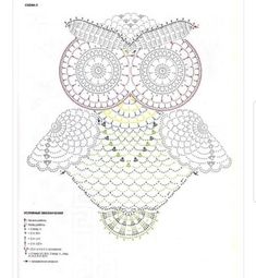 an owl is shown in this crochet pattern