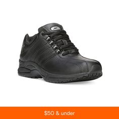 in stock Black Low-top Walking Shoes For Work, Black Slip-resistant Walking Shoes For Work, Work Sneakers, Sneakers Black, Womens Sneakers, Leather Upper, Pick Up, Shoe Accessories, In Store