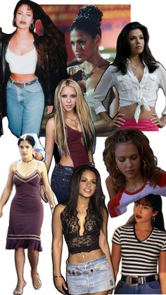 many different images of women in short skirts and tops, with one woman's head tilted to the side