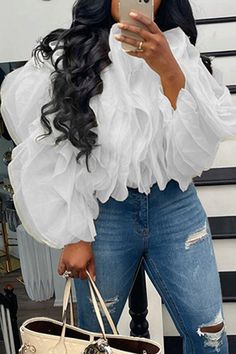 Streetwear Fancy, Mode Rose, Chiffon Tops Blouses, Sweet Top, White Fashion Casual, Romantic Woman, Chic Shirts, Chiffon Fashion