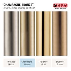 the different shades of bronze and bronze are shown in this brochure, which includes metallic