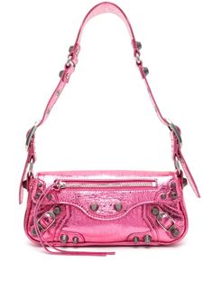 pink lambskin metallic effect crinkled finish stud embellishment adjustable shoulder strap front zip-fastening pocket rear zip-fastening pocket main compartment internal logo patch full lining silver-tone hardware front flap closure with magnetic fastening We've partnered with Good On You — an independent agency that rates how brands perform in relation to their impact on the planet, people and animals, with a multi-criteria rating simplified to a five points scale. In order to be awarded our conscious label, larger brands need to score a minimum of four out of five ('Good'), while smaller brands must score at least three out of five ('It's a start'). This item comes from a brand rated four out of five ('Good') by Good on You at the time it was added on FARFETCH. Please note, this is a bra Pink Belenciaga Bag, Pink Balenciga Bag, Balenciaga Le Cagole Pink Rhinestone, Pink Shoulder Bag, Pink Metallic, Metallic Pink, Small Leather Goods, Luxury Items, Lambskin Leather