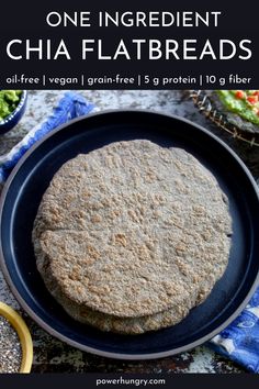 a stack of chia flatbreads on a black plate Nutritarian Recipes, Gluten Free Baking Mix, Chia Recipe, Bread Substitute, Chia Seed Recipes, Wfpb Recipes, Keto Vegan, Low Carb Baking, Oil Free Vegan