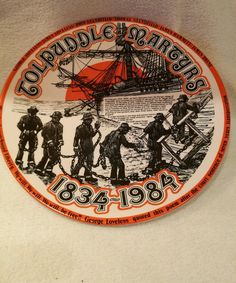 an orange and white plate with the words colliding seafares on it