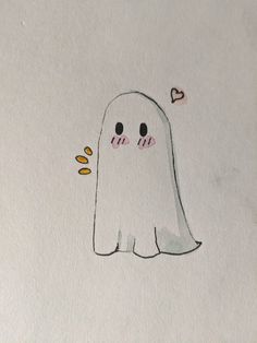 a drawing of a ghost holding a flower