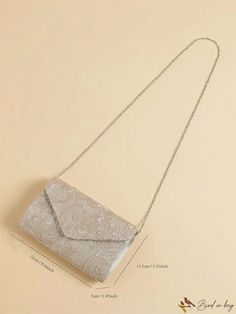 BirdinBag - Chic Floral Envelope Bag with Chain Strap - Fashion Statement Elegant Envelope Bag With Chain Strap, Beige Envelope Evening Bag For Formal Occasions, Formal Envelope Bag With Chain Strap, Beige Envelope Evening Bag, Elegant Beige Envelope Bag, Envelope Evening Bag With Chain Strap As Gift, Chain Strap Envelope Evening Bag, Floral Envelope, Bag With Chain