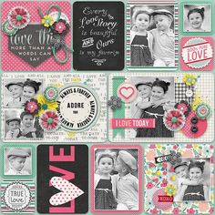 a scrapbook page with different pictures and words