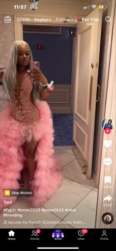 Pink Baddie Prom Dresses, Pink Diamond Prom Dresses, Glamorous Pink Prom Season Dress, Prom Dresses Black Women Pink, Prom Black Couples, Prom Dresses Black Women, Prom Dress Pink