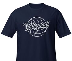 Volleyball White Design Graphic T-Shirt - Volleyball Logo Tee - Sports Lover Shirt - Volleyball Fan Gift - Casual Sportswear Item Description: Celebrate your love for volleyball with this bold Volleyball Logo Graphic T-Shirt! The stylish design features a large volleyball and the word "Volleyball" in sleek script, perfect for showing off your passion for the sport whether you're playing, coaching, or cheering from the sidelines. This high-quality, soft t-shirt is the ultimate addition to your ca Sporty T-shirt With Team Name For Tennis, Sporty Tennis Tops With Team Name, Logo Volleyball, Volleyball Logo, Volleyball Team Shirts, Basketball Logo Design, Team Spirit Shirts, Volleyball Designs, Volleyball Tshirts