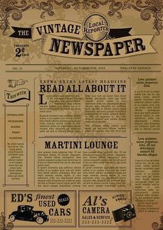 an old newspaper with vintage cars on the front and back pages - news paper stock illustrations