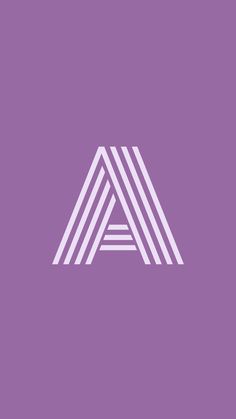 the letter a is made up of three intersecting lines in white on a purple background