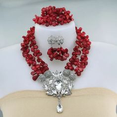 JW1471-2 African Wedding Jewelry, Coral Beads Necklace, Nigerian Wedding, Party Look, Bridesmaid Necklace, African Wedding, Coral Beads, Bead Jewelry, Party Looks