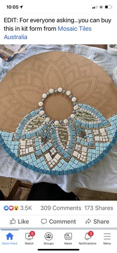 an image of a mosaic tile table top on twitter, with the caption'edit for everyone asking you can buy this kit from mosaic tiles australia