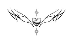 an artistic tattoo design with two wings and a heart