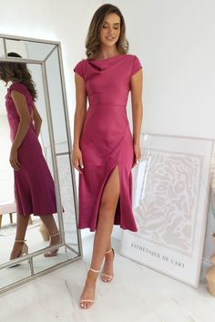 Silk Cap Sleeve Dress, Brunch Wedding Guest Dress, Wedding Guest 2 Piece Outfit, Short Dresses For Wedding Guest, Semi Formal Dresses For Wedding Guest, Casual Pink Dress, Pink Wedding Guest Dress, Highlights Cap, Petite Prom Dress