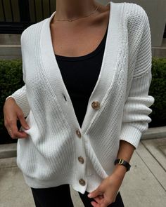 The sweater equivalent of a snuggle. Our 100% Organic Cotton Oversized Boyfriend Cardigan is the slouchy-chic, easy-to-wear layer you've been making eyes at. Always fairly priced at $59.90. Oversized White Ribbed Outerwear, Oversized White Ribbed Cardigan, Casual White Ribbed Cardigan, White Ribbed Casual Cardigan, White Oversized Sweater With Button Closure, Work Fits, Boyfriend Cardigan, The Boyfriend, Button Cardigan