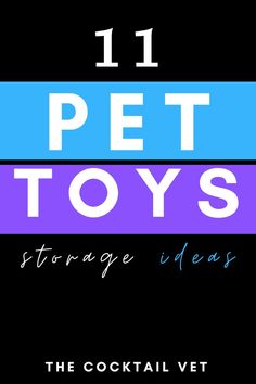 the title for 11 pet toys storage ideas, with an image of a dog on it