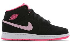 (GS) Air Jordan 1 Mid 'Black Digital Pink' 555112-066 (SNKR) Air Jordan 1 Mid Digital Pink, Jordan 1 Mid Black, Air Jordan 1 Mid Black, Jordan 1 Mid White, Air Jordan 1 Mid Gs, Pink Jordans, White Nike Shoes, Jordan Shoes Retro, Cute Nike Shoes