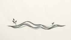 a drawing of waves and plants on a white background