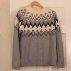 - Super Soft & Warm - Only Worn Once, Otherwise Brand New. - Xl, Length Ends At The Hip Feel Free To Ask Any Questions Or Make An Offer! White Nordic Winter Tops, White Long Sleeve Tops With Fair Isle Pattern, White Long Sleeve Top With Fair Isle Pattern, White Long Sleeve Nordic Top, Colorful Sweaters, Gray White, Grey And White, Scoop Neck, Sweaters For Women