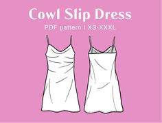 the cow slip dress sewing pattern is shown on a pink background with text that reads, cow