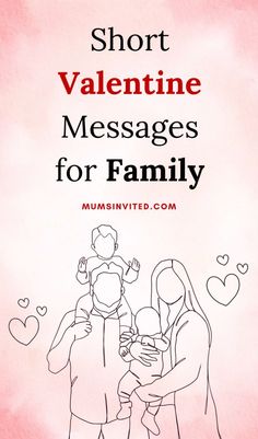 the cover of short valentine messages for family, written in black ink on pink paper