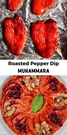 Muhammara (Roasted Pepper Dip) by Plant Based Arab Red Pepper Dip Recipe, Pepper Dip Recipe, Mediterranean Snacks, Healthy Dip Recipes, Roasted Red Pepper Dip