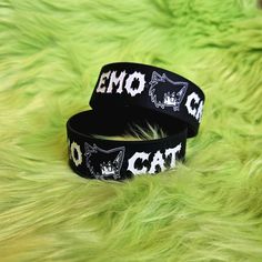 A silicone wristband to elevate your emo look! 1 inch wide Regular size has an 8 inch fit and Large has an 8.5 inch fit! Emo Cat, Rock Accessories, Emo Gifts, Emo Look, Leather Choker Collars, Black Leather Choker, Rubber Bracelets, Providence Ri, Leather Chokers