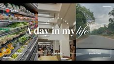 the inside of a grocery store with food on display