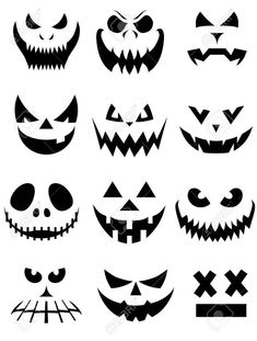 halloween pumpkin faces with different expressions and designs