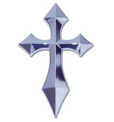 a metal cross on a white background