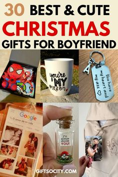 the best and cute christmas gifts for boyfriends are on display in this collage