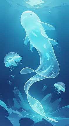 blue jellyfish Cute Anime Animals, Blue Jellyfish, Anime Merch, Tumblr Outfits, Anime Animals, Animal Totems