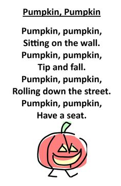 a poem written in english with an image of a pumpkin and the words pumpkin, pumpkin,