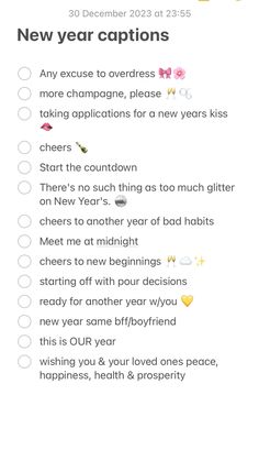 a new year's resolution checklist with the words happy new year on it