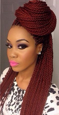 Natural hair. Box braids. Protective style. I might try this color for the summer Twist Hairstyles Color, Senegalese Twist Hairstyles Color, Undercut Haircut, Hairstyles Color, Goddess Braids Hairstyles, Box Braids Styling