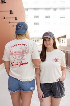 "Extra soft, garment washed screen printed Comfort Colors St. Louis Baseball tee. These ivory tees feature a red screen printed design on the front and back of the tshirt.  Get the perfect gift for your favorite Saint Louis Baseball fan with vintage style baseball tee. This heavyweight, garment washed tee is 100% cotton and so comfortable. Fit: There are two fit options for these tees: unisex and midi crop. In the first photo, the tee on the left is unisex and the tee on the right is the midi crop. The midi crop has a slightly cropped, boxy fit (midi lengths - small 20\", medium 21\", large 22\", XL 23\", XXL 24\"). See size chart in last photo for unisex sizing. Material: 100% ring spun cotton Note: These are professionally screen printed in Saint Louis, Missouri. You are supporting two l Red Screen, Saint Louis Missouri, Comfort Colors Tshirt, Take Me Out, Baseball Fan, Screen Printing Designs, Vintage Baseball, Saint Louis, Printed Design