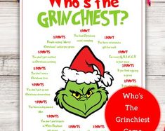 the grinch who's the greatest game? printable poster for kids and adults