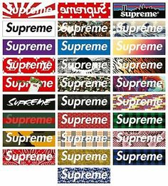 the supreme stickers are all different colors and sizes, but each one has an individual name