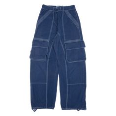 ZARA Cargo Womens Trousers Blue Loose Straight W24 L28 Trousers Women, Zara, Trousers, Blue, Clothes