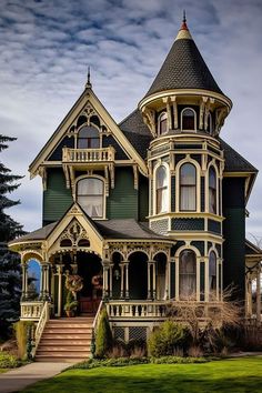 an old victorian style house with many windows