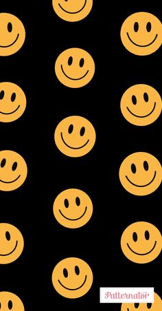 yellow smiley faces on black background with the words happy birthday written in front of them