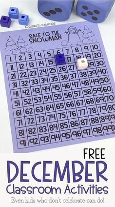 a free printable december classroom activity for kids to do with numbers and dices