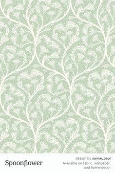 a green and white wallpaper pattern with the words spoonflower on it